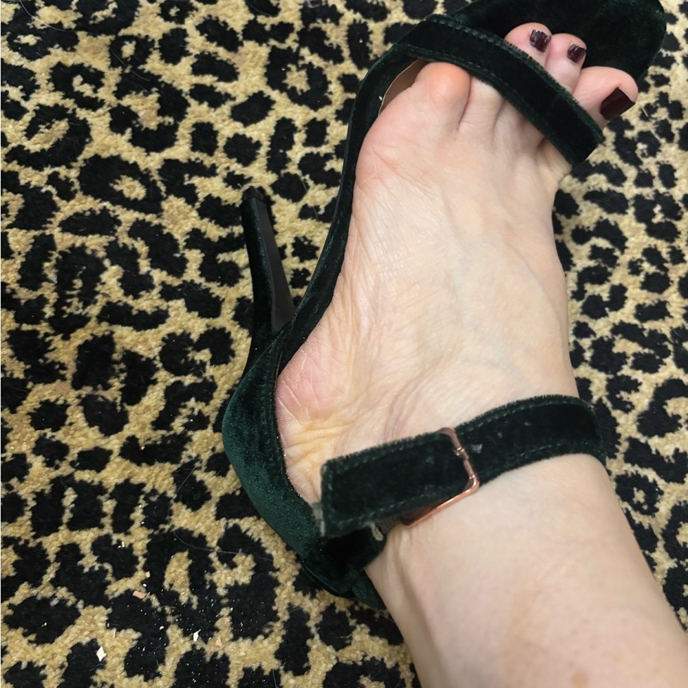 Christmas Green forest green Velvet Women's sandals
